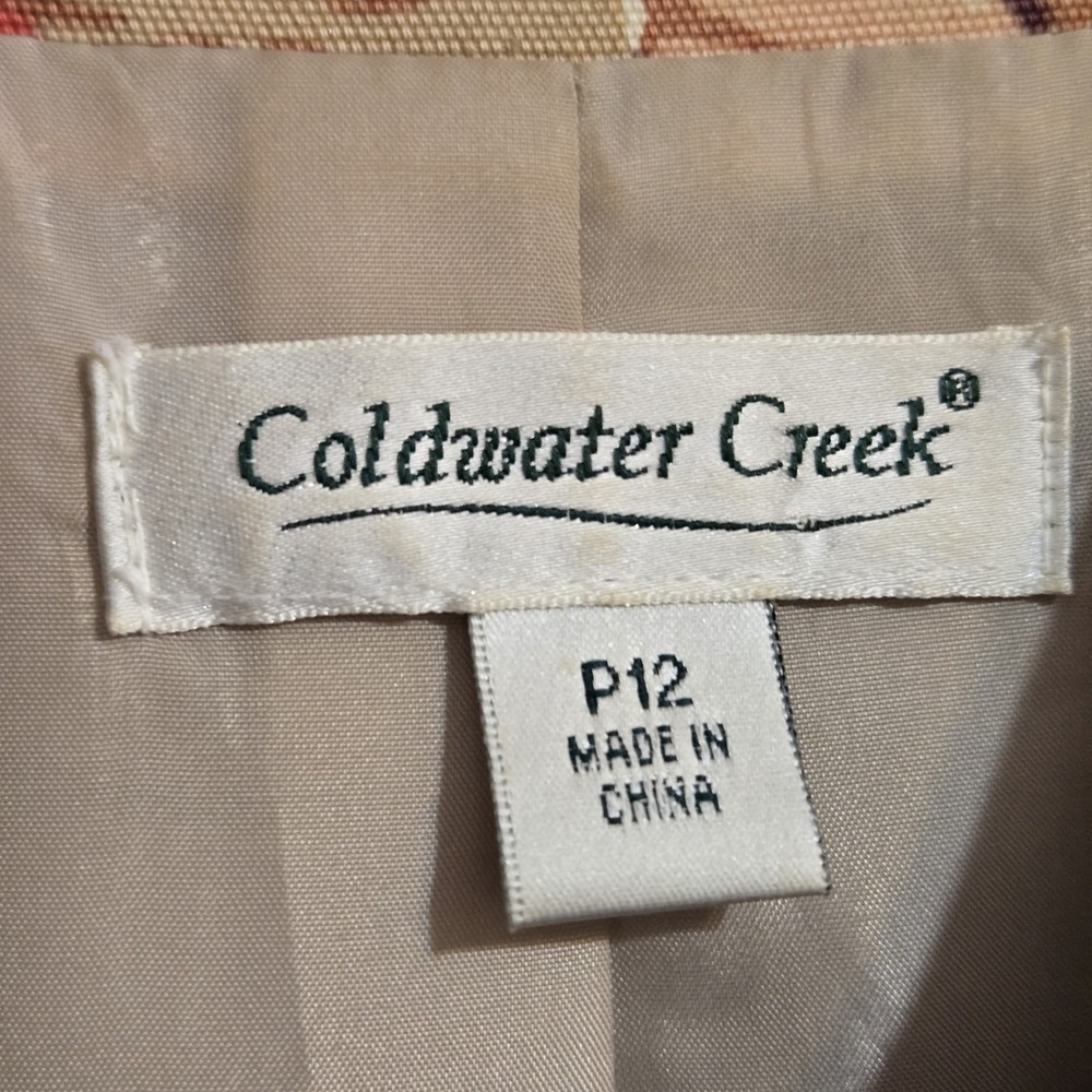 Coldwater Creek  Size 12 Petite Linen Blend Blazer Beige Floral Lined Office New - Picture 3 of 5